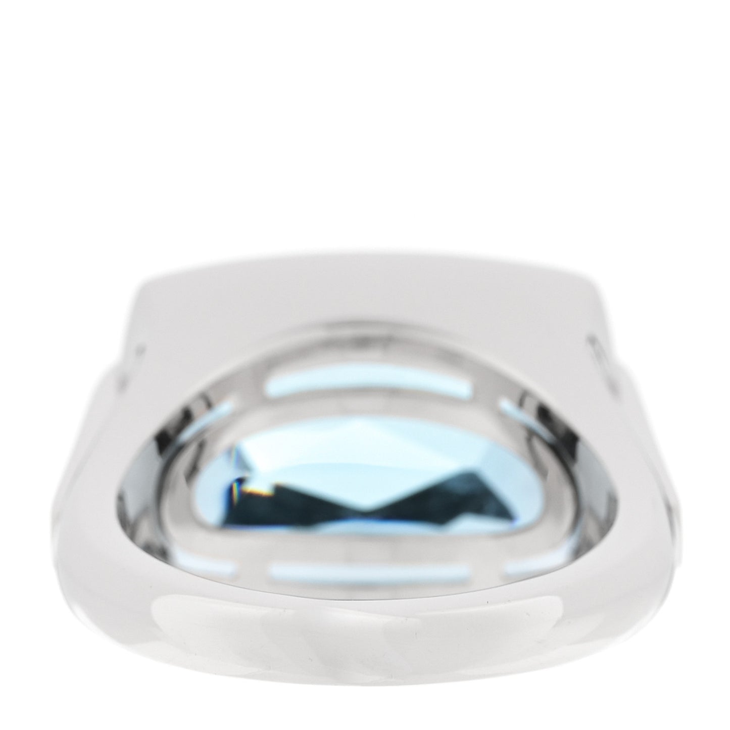18K White Gold Blue Topaz BVLGARI Metropolis Ring 53 6.5