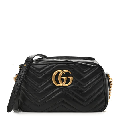 Gucci Calfskin Matelasse Small GG Marmont Chain Shoulder Bag Black 1 of 11
