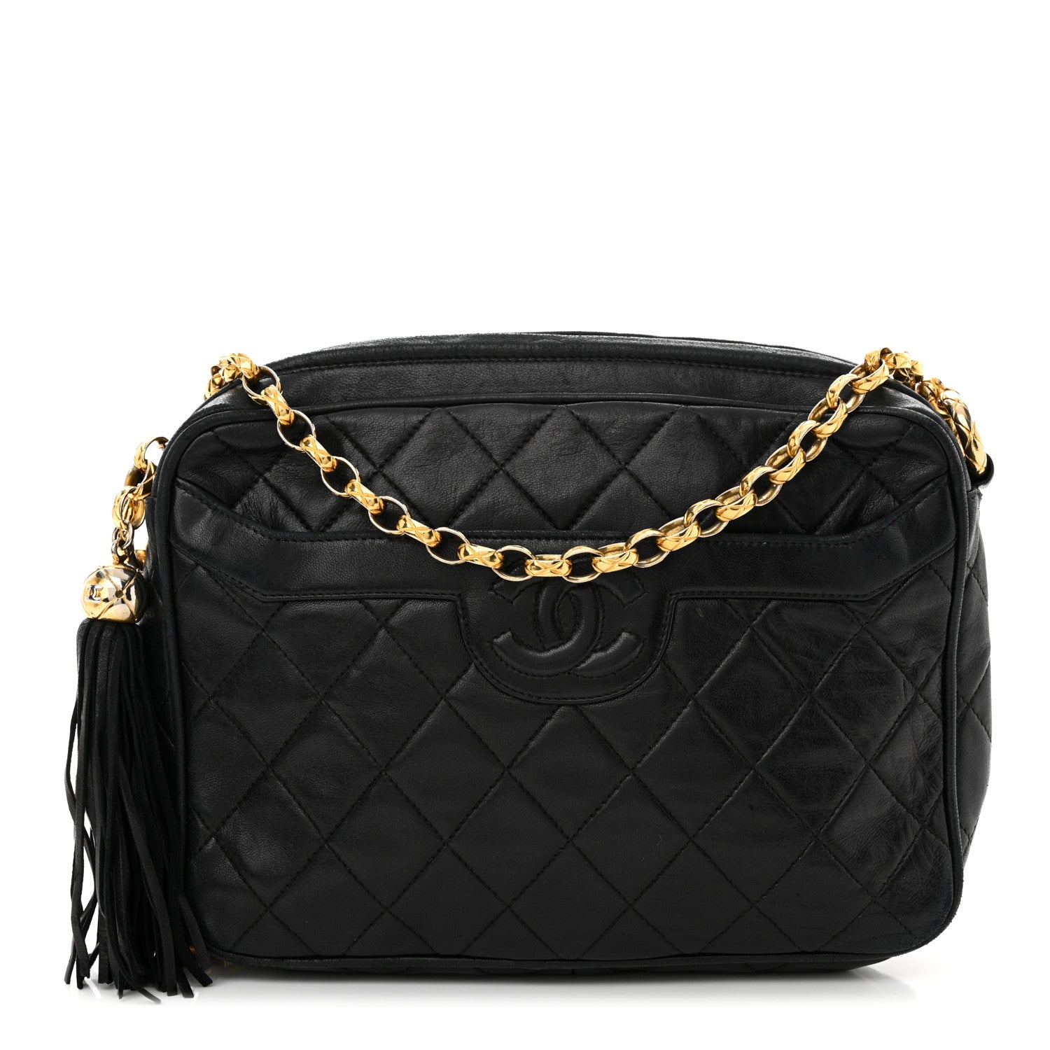Chanel Lambskin Quilted Tassel Camera Case Black 1 of 16