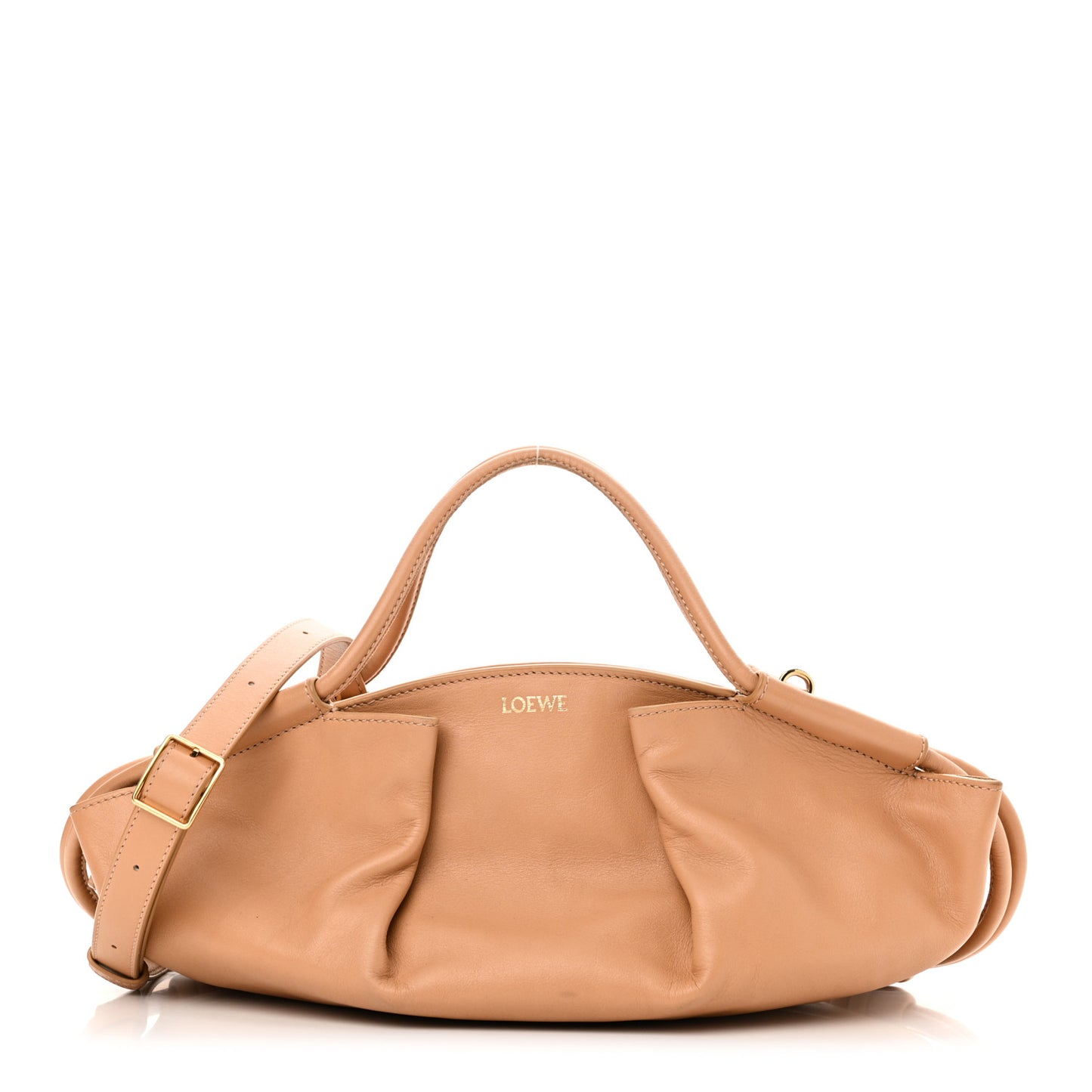 Shiny Nappa Calfskin Paseo Bag Warm Desert
