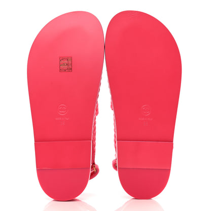 Chanel Knit Fabric Velcro Dad Sandals 39 Pink 5 of 9