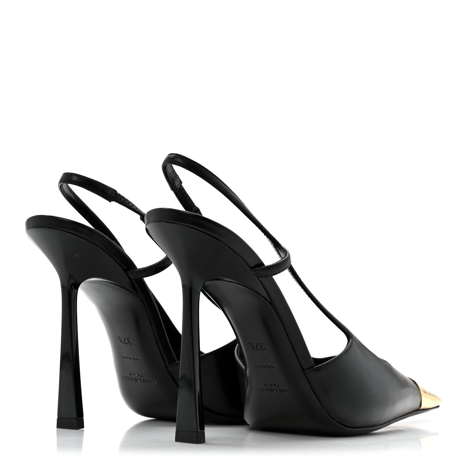 Saint Laurent Smooth Calfskin Jeanne 110 Slingback Pumps 37.5 Black 5 of 11