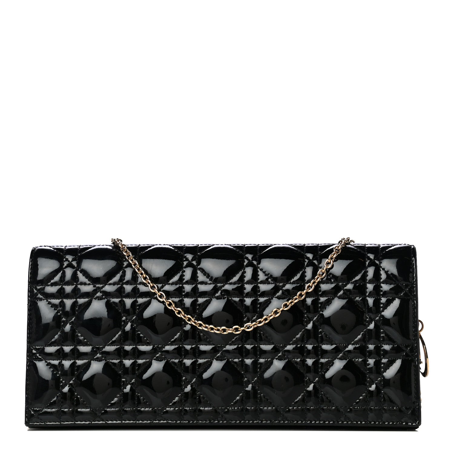 Christian Dior Patent Cannage Lady Dior Convertible Clutch Black 1 of 12