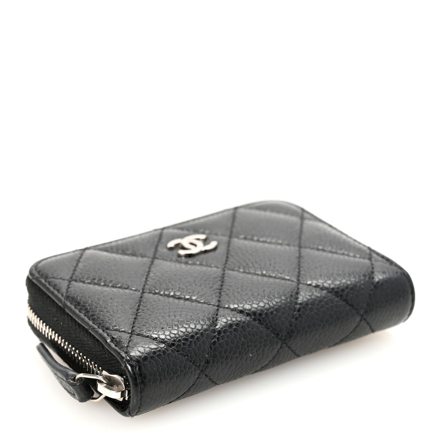 Caviar Quilted Zip Coin Purse Black