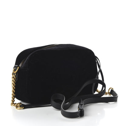 Gucci Velvet Matelasse Crystal Star Embroidered Small GG Marmont Chain Shoulder Bag Black 3 of 10