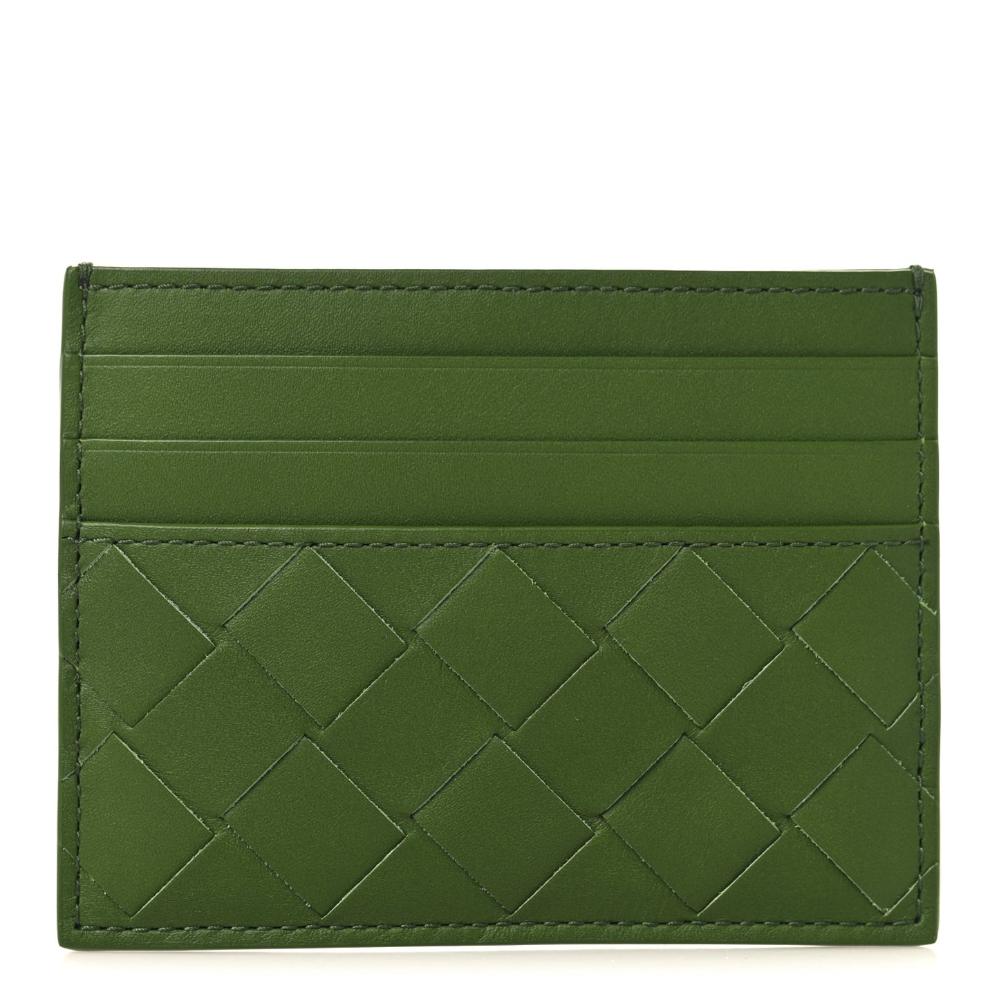 Nappa Intrecciato Card Holder Green