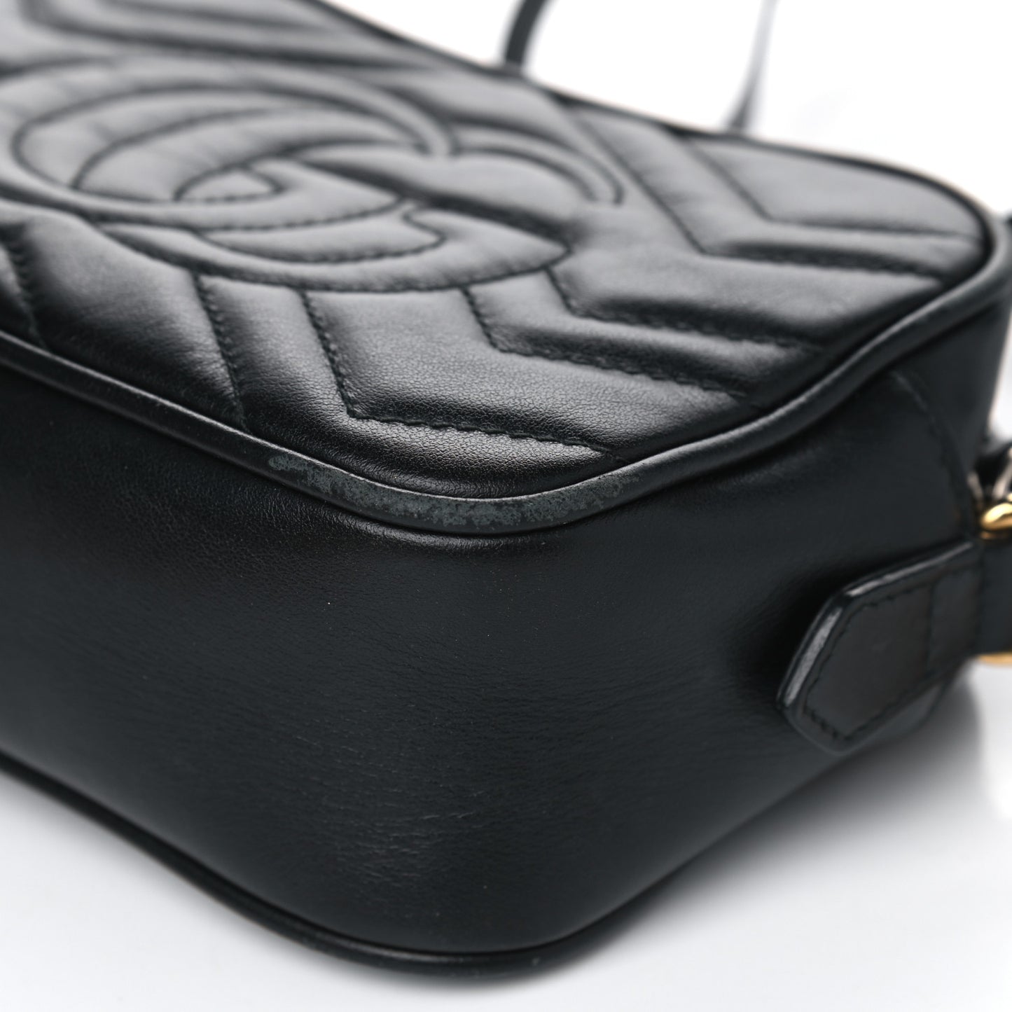 Calfskin Matelasse Mini GG Marmont Chain Shoulder Bag Black
