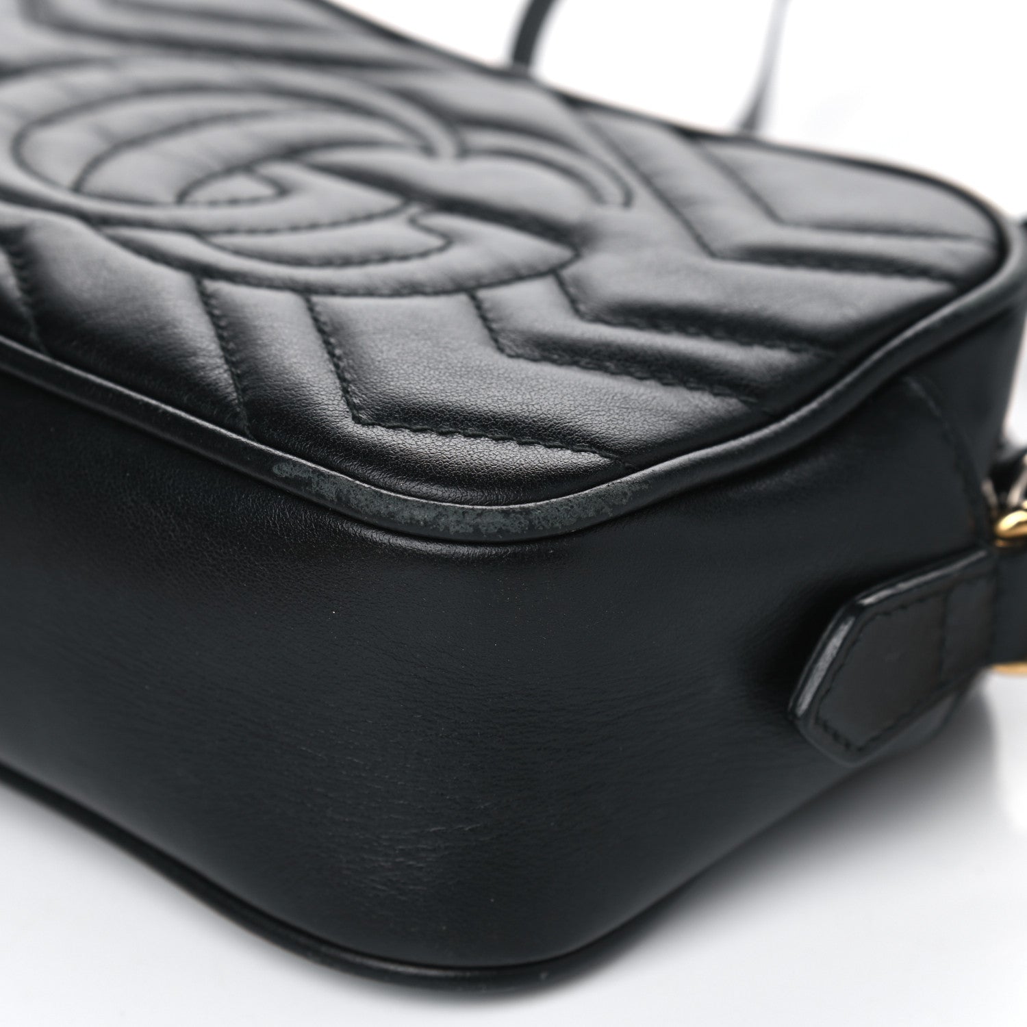 Gucci Calfskin Matelasse Mini GG Marmont Chain Shoulder Bag Black 10 of 14