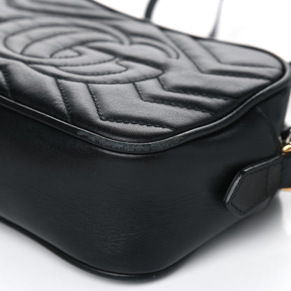 Gucci Calfskin Matelasse Mini GG Marmont Chain Shoulder Bag Black 10 of 14