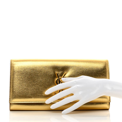 Saint Laurent Metallic Calfskin Classic Monogram Cassandre Clutch Gold 2 of 9