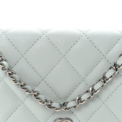 Chanel Caviar Quilted Wallet on Chain WOC Light Blue 9 of 12