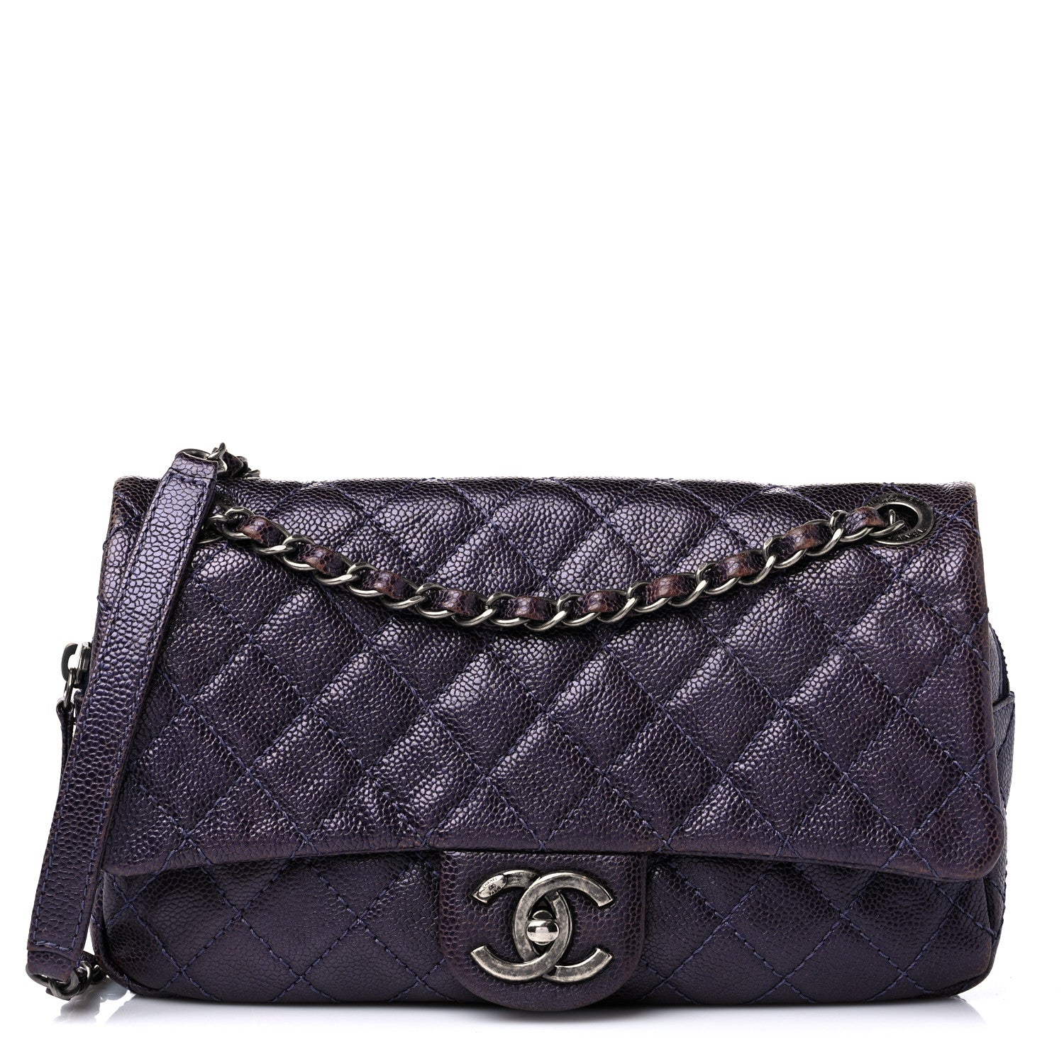 Chanel Iridescent Caviar Quilted Small Chic Flap Dark Purple 1 of 10