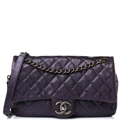 Chanel Iridescent Caviar Quilted Small Chic Flap Dark Purple 1 of 10