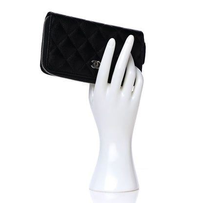 Chanel Caviar Quilted Medium Zip Around Wallet Black 2 of 15