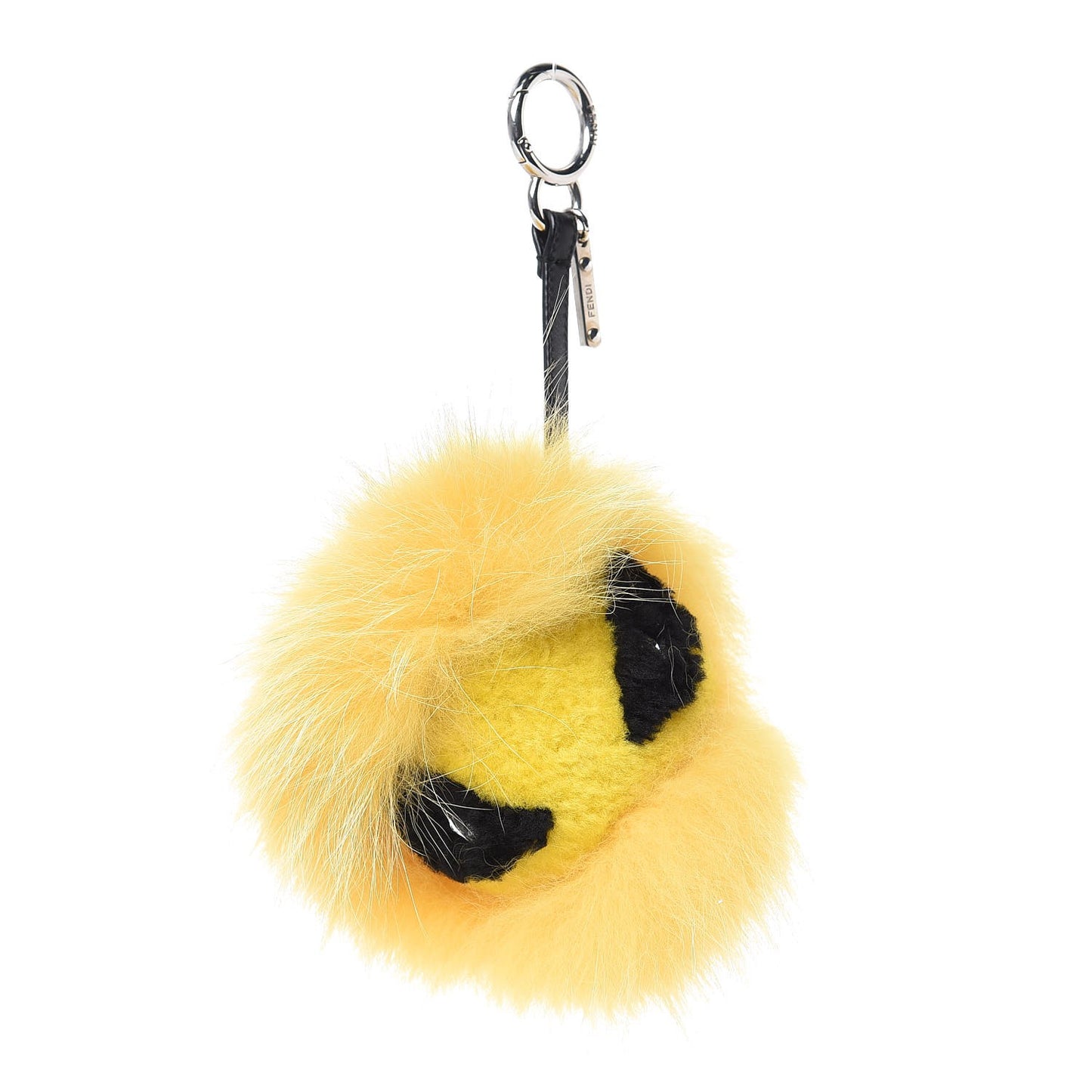 Fox Fur Shearling Crystal Eye Tria Monster Bag Bug Charm Yellow