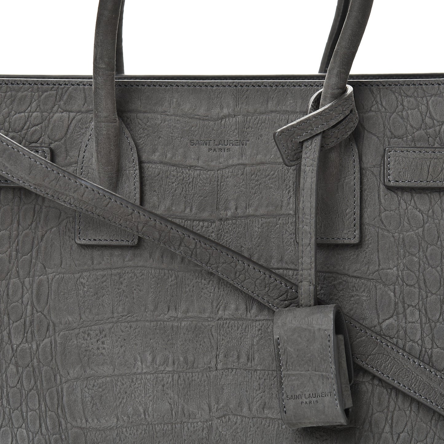 Crocodile Embossed Nubuck Baby Sac De Jour Dark Anthracite