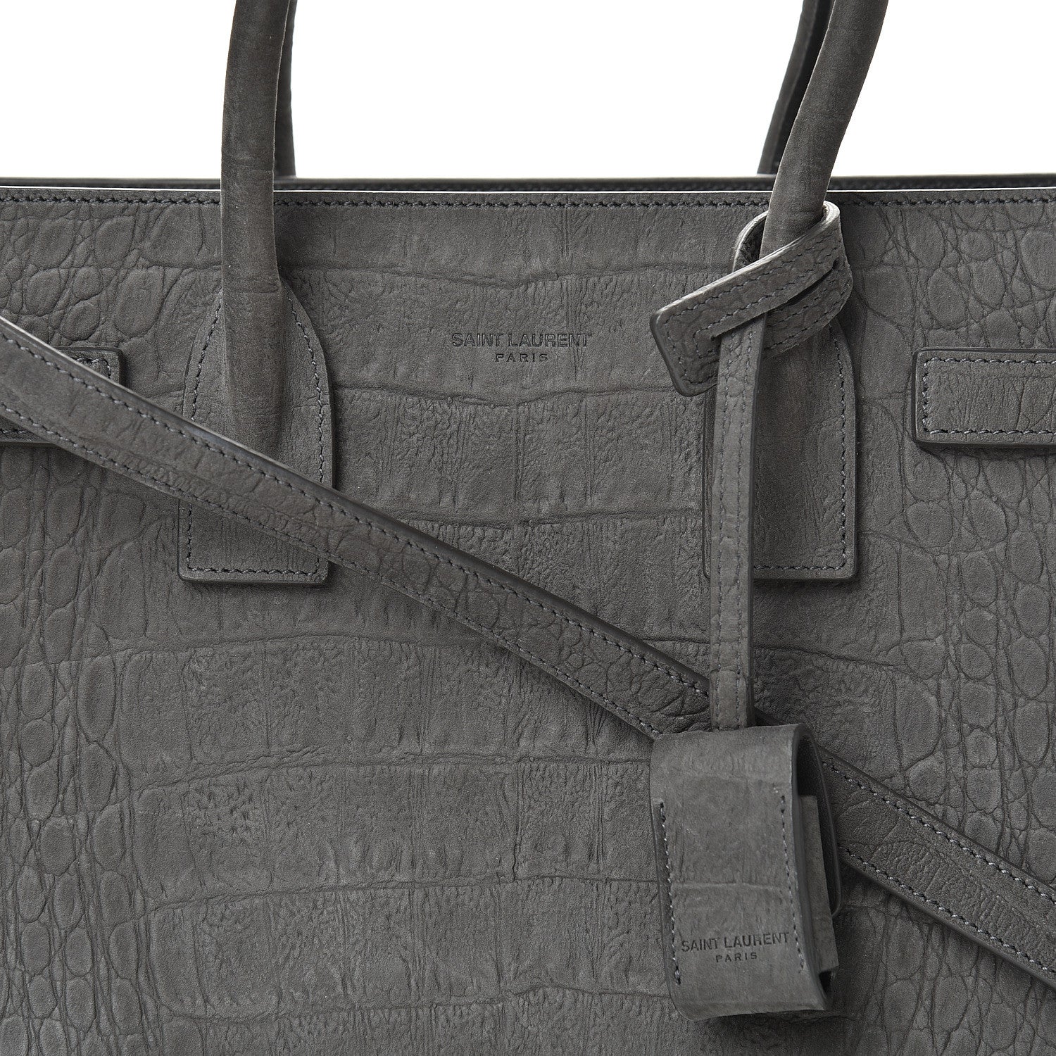 Saint Laurent Crocodile Embossed Nubuck Baby Sac De Jour Dark Anthracite 7 of 10