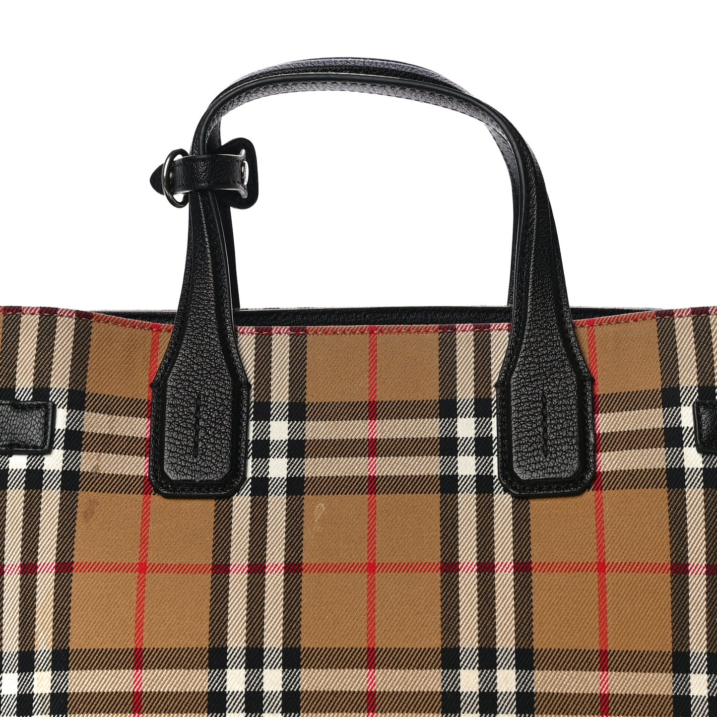 Goatskin Vintage Check Medium Banner Tote Black