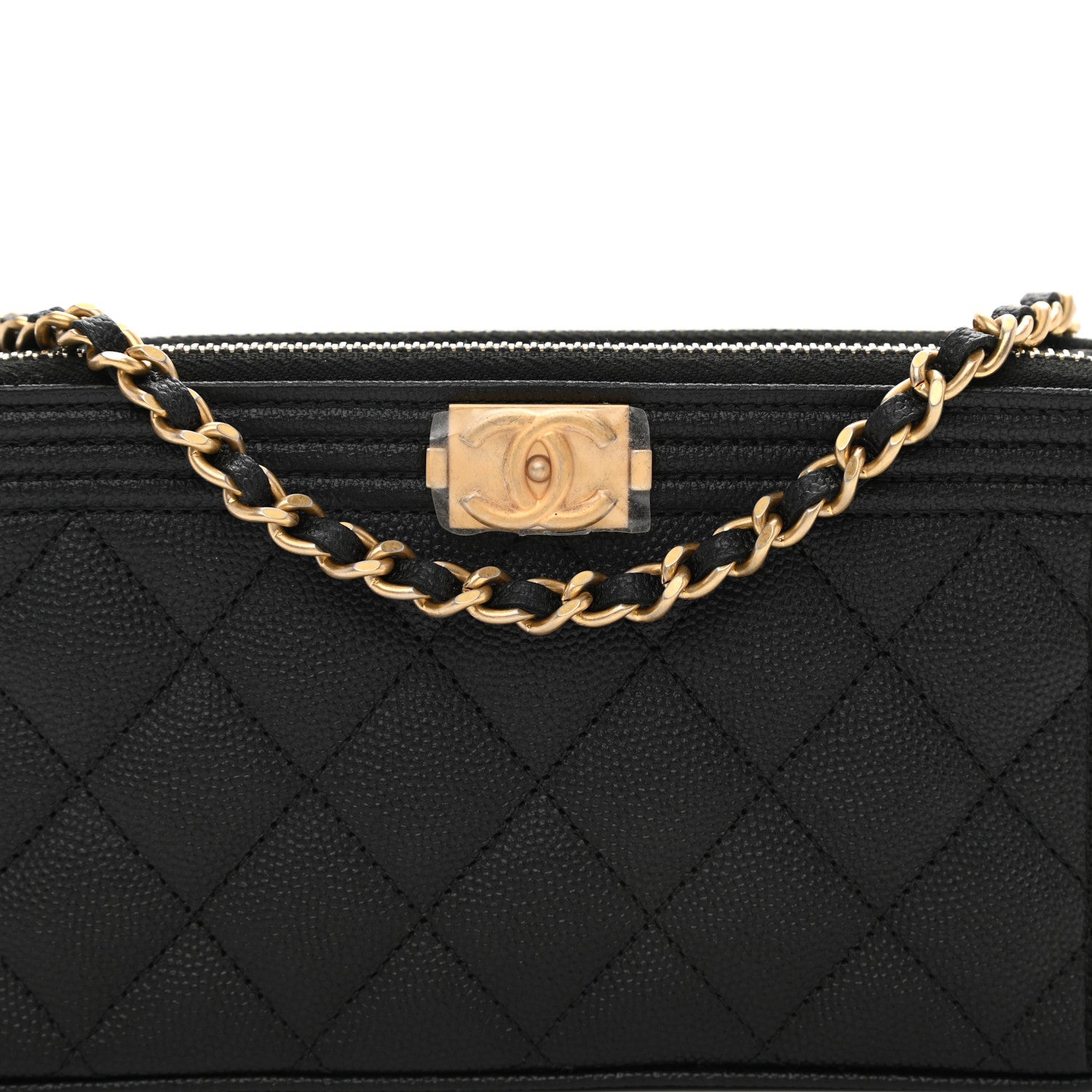 Chanel Caviar Quilted Small Boy Clutch With Chain Black 11 of 12