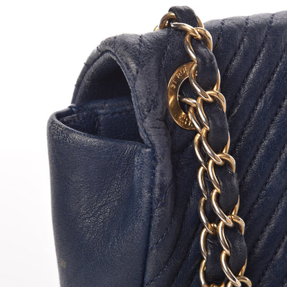 Chanel Calfskin Surpique Chevron Small Flap Navy 14 of 20