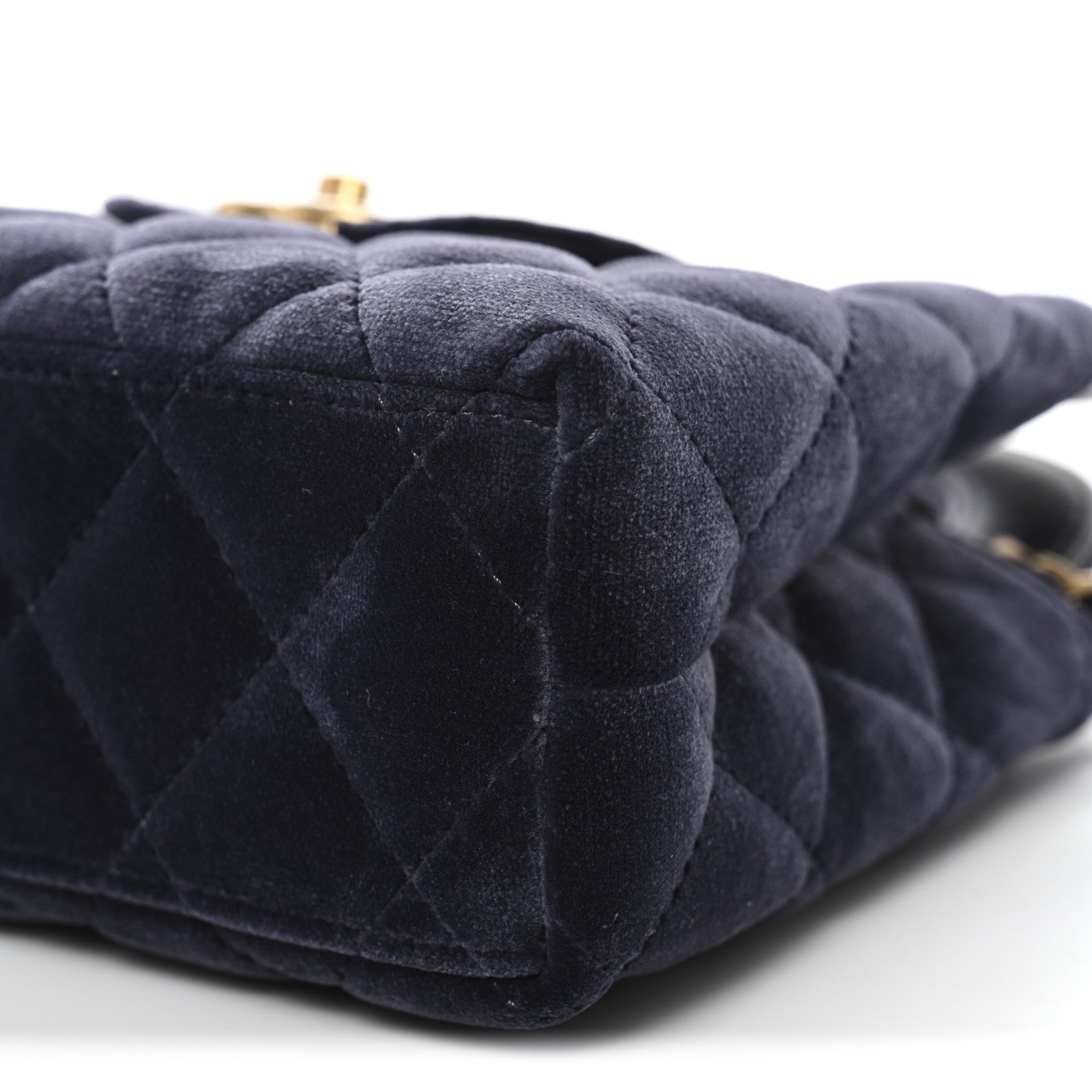 Chanel Velvet Quilted Nano Kelly Shopper Navy 10 of 11
