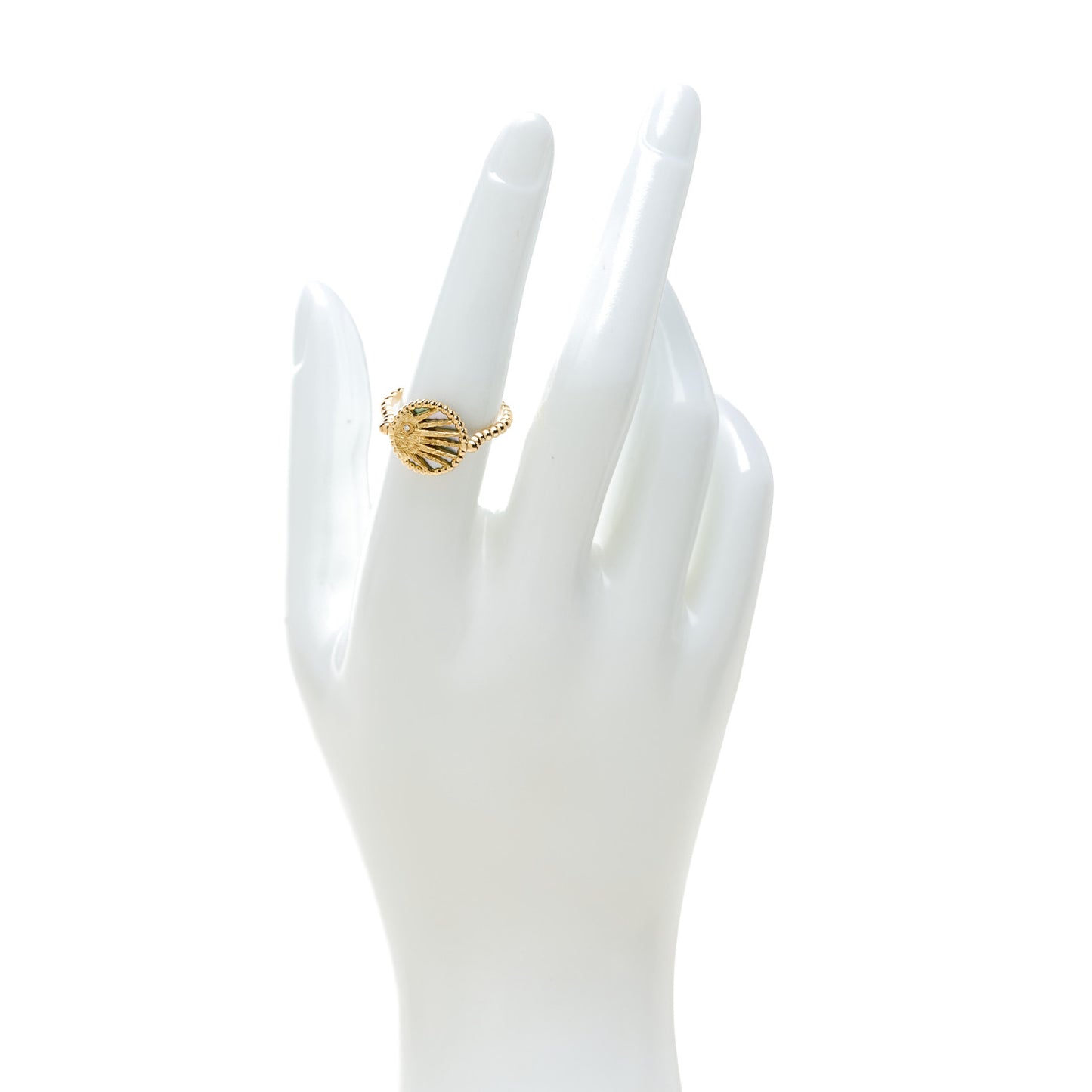 18K Yellow White Gold Diamond Black Onyx Mother of Pearl Rose Celeste Ring 54 6.75