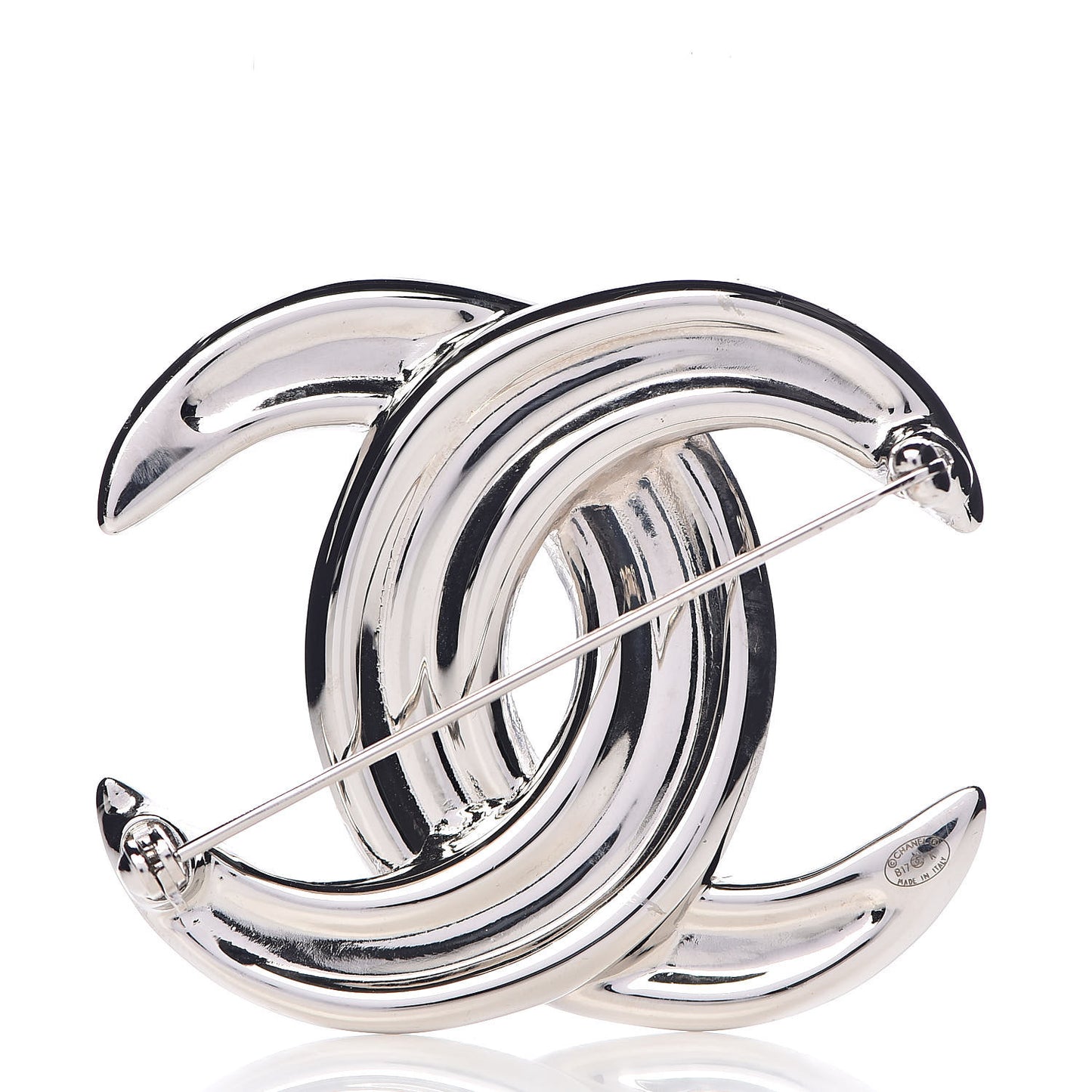 Baguette Crystal CC Brooch Silver