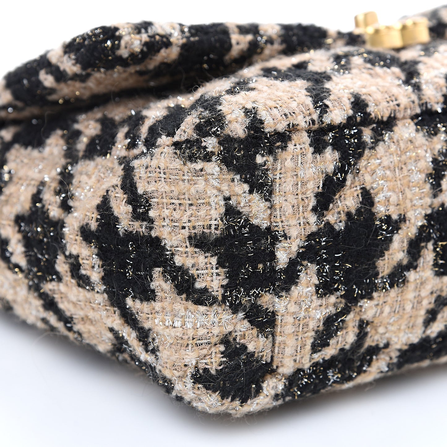 Tweed Quilted Medium 19 Flap Beige Black