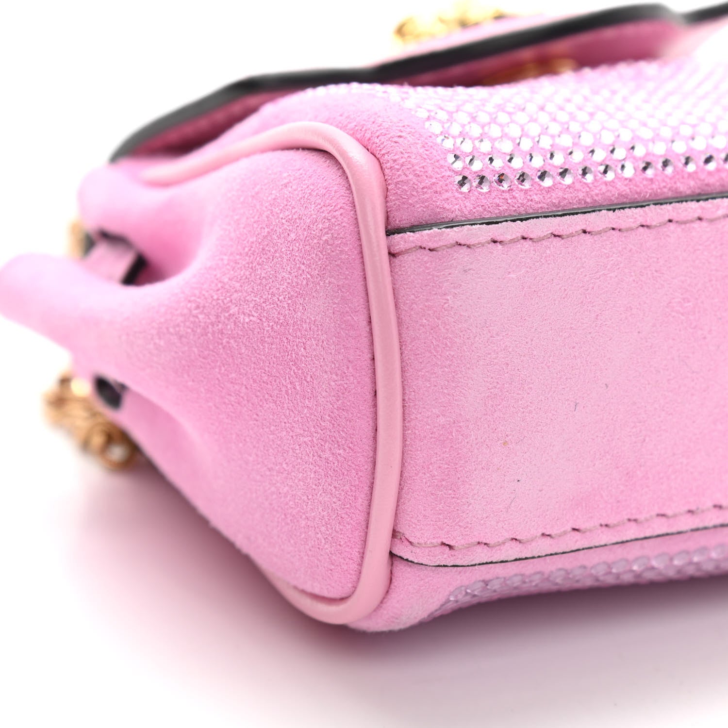 Versace Suede Crystal Studded Micro La Medusa Bag Light Pink 7 of 8