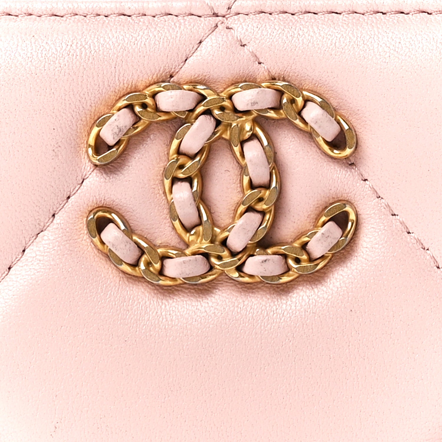 Chanel Lambskin Quilted 19 Zip Around Coin Purse Wallet Light Pink 8 of 12