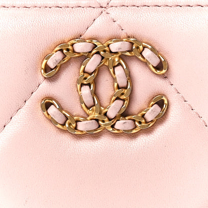 Chanel Lambskin Quilted 19 Zip Around Coin Purse Wallet Light Pink 8 of 12