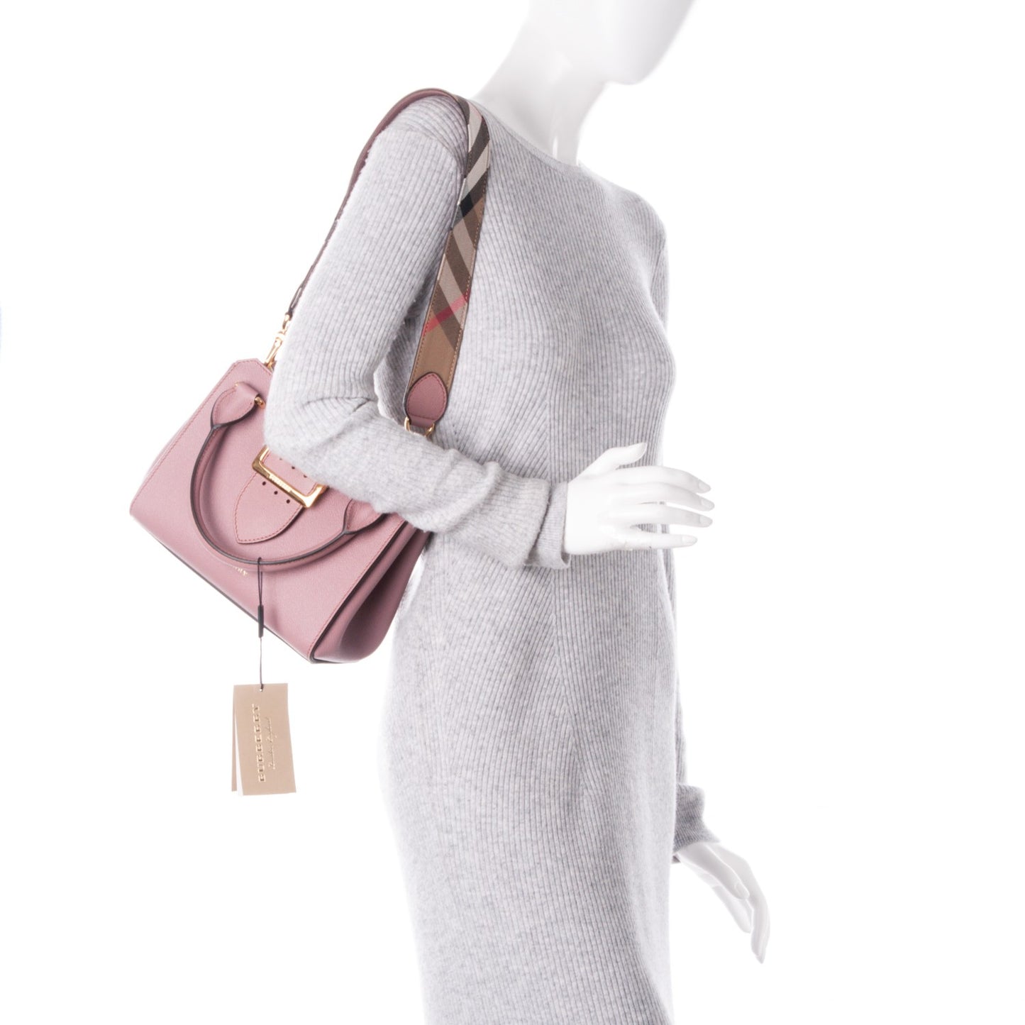 Soft Grain Calfskin Small Buckle Tote Dusty Pink