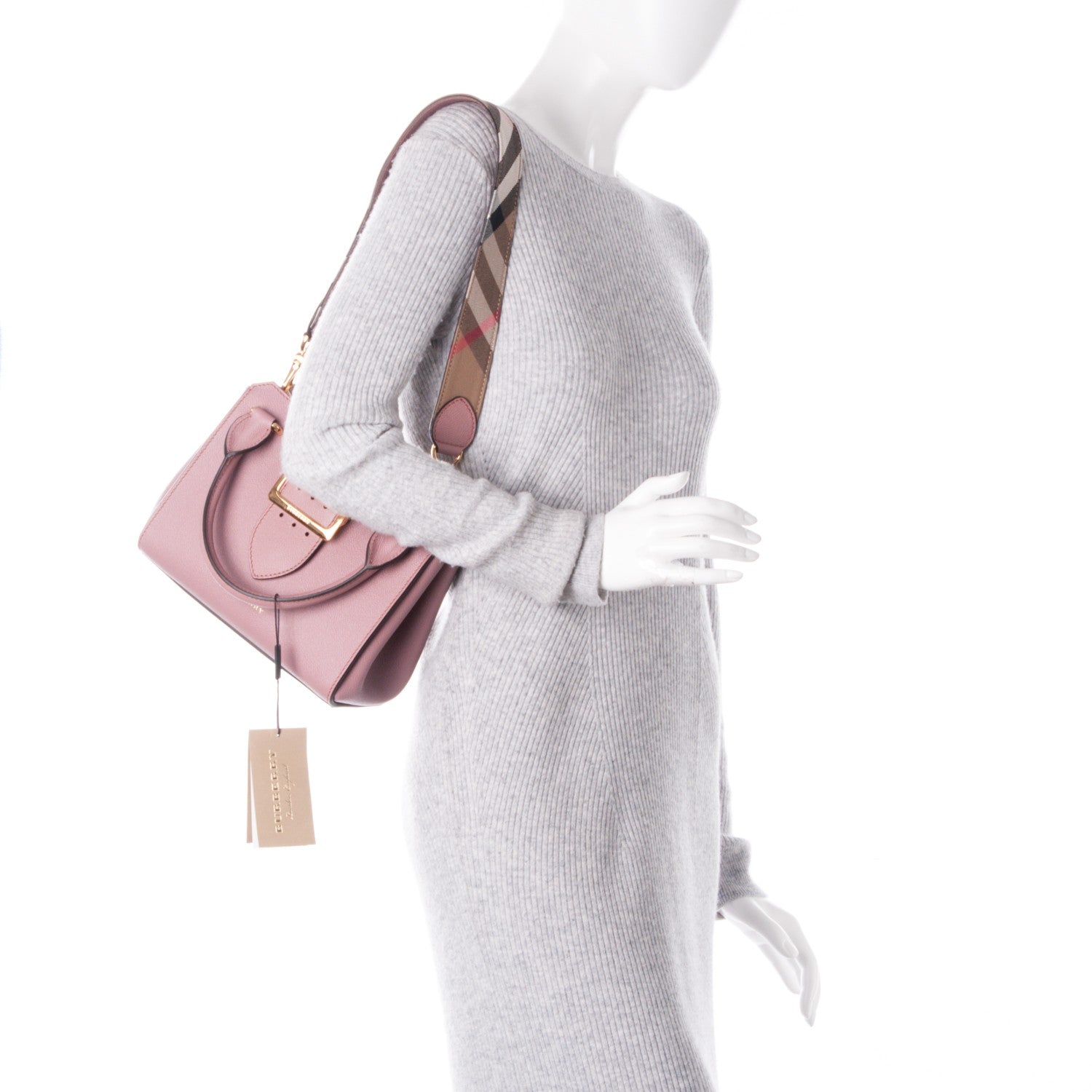 Burberry Soft Grain Calfskin Small Buckle Tote Dusty Pink 4 of 11