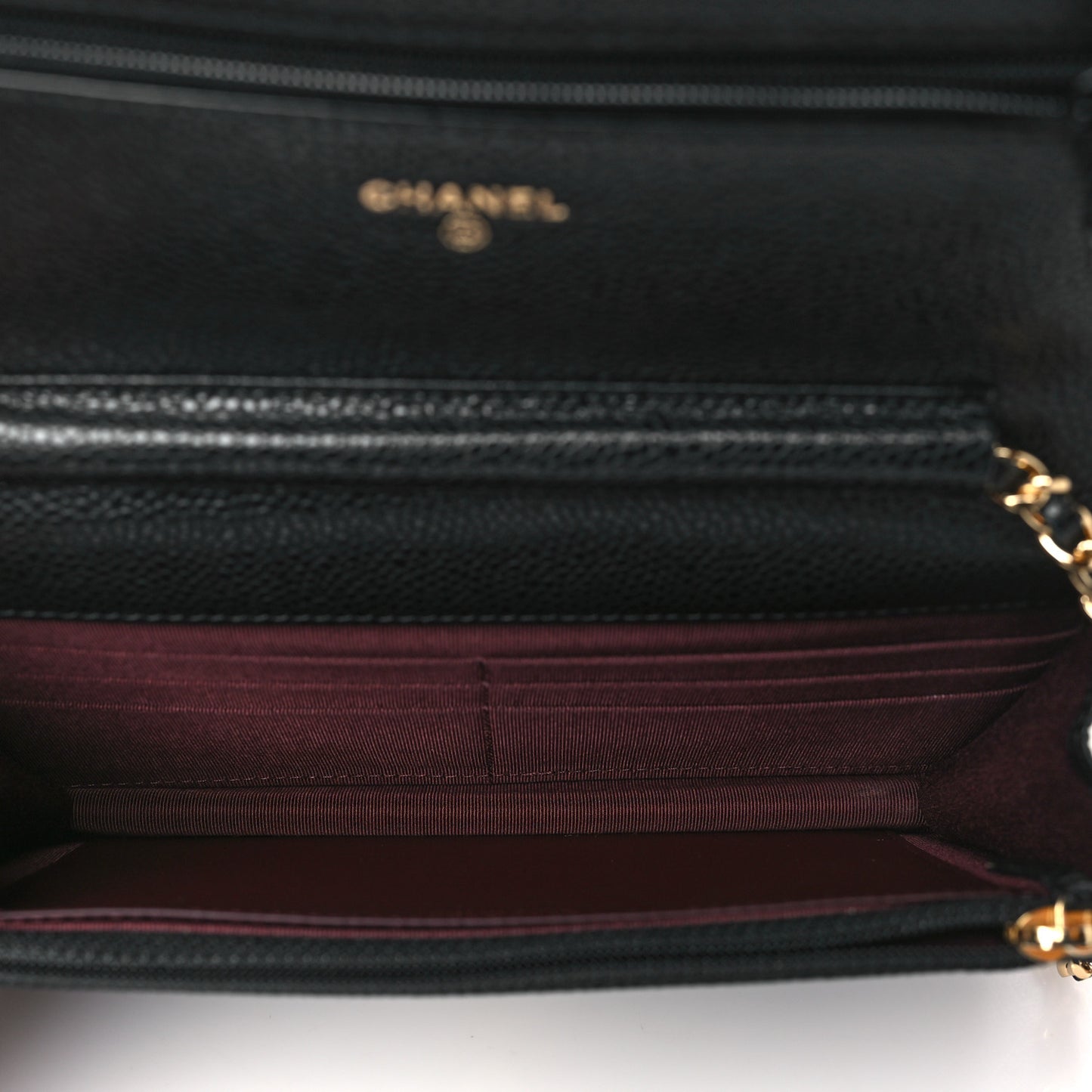 Caviar Quilted Wallet on Chain WOC Black