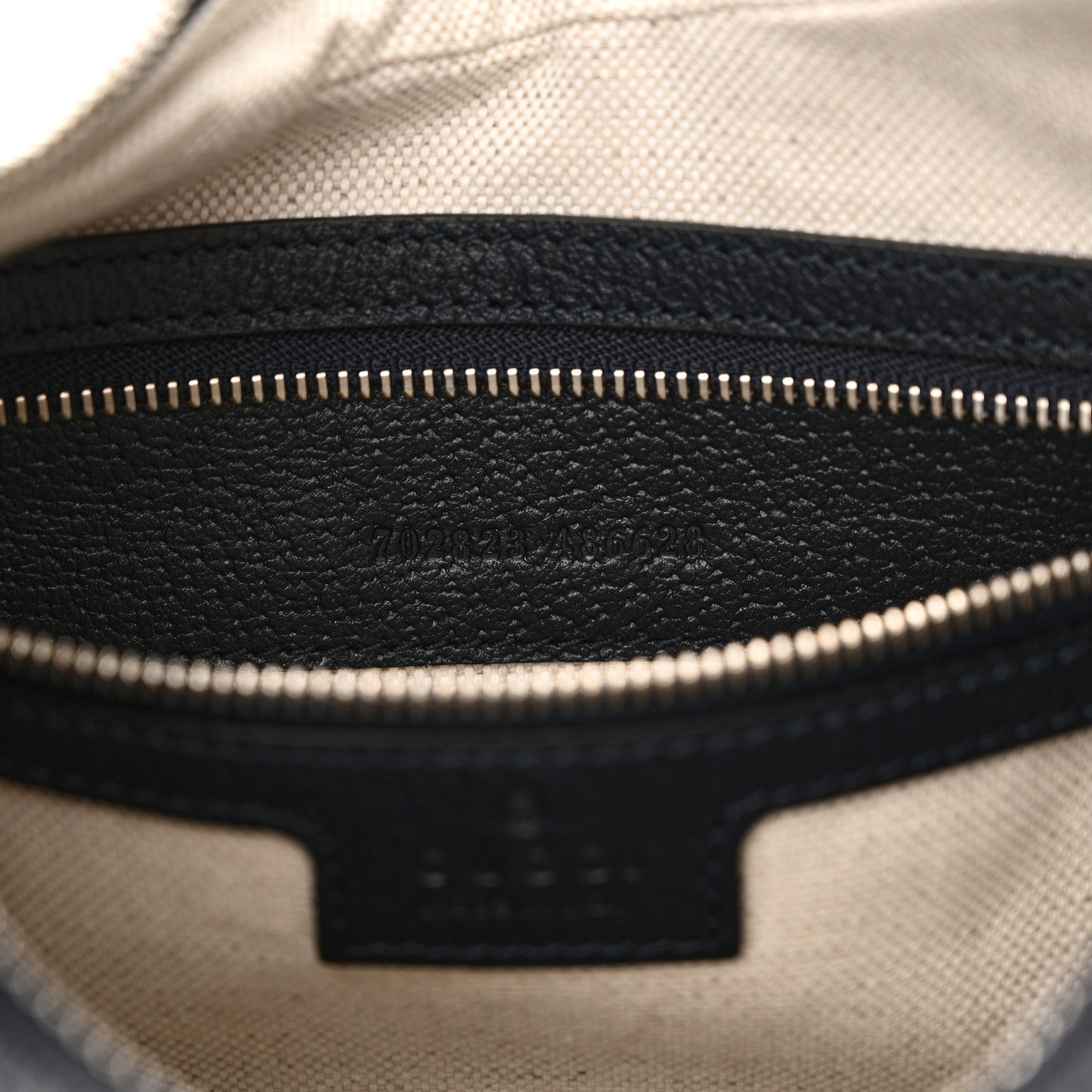 GG Supreme Monogram Textured Calfskin Web Large Attache Shoulder Bag Beige Blue