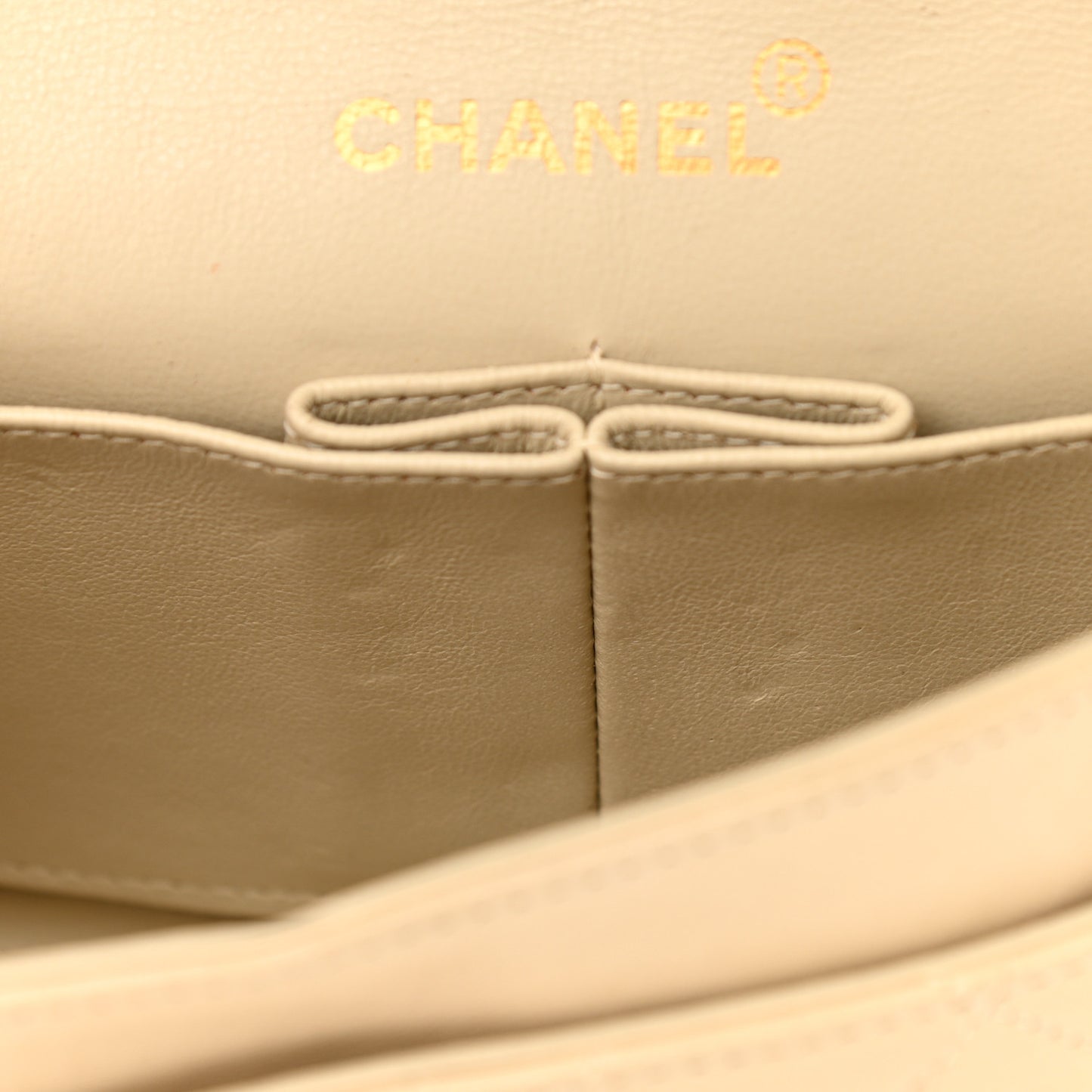 Lambskin Quilted Small Double Flap Beige