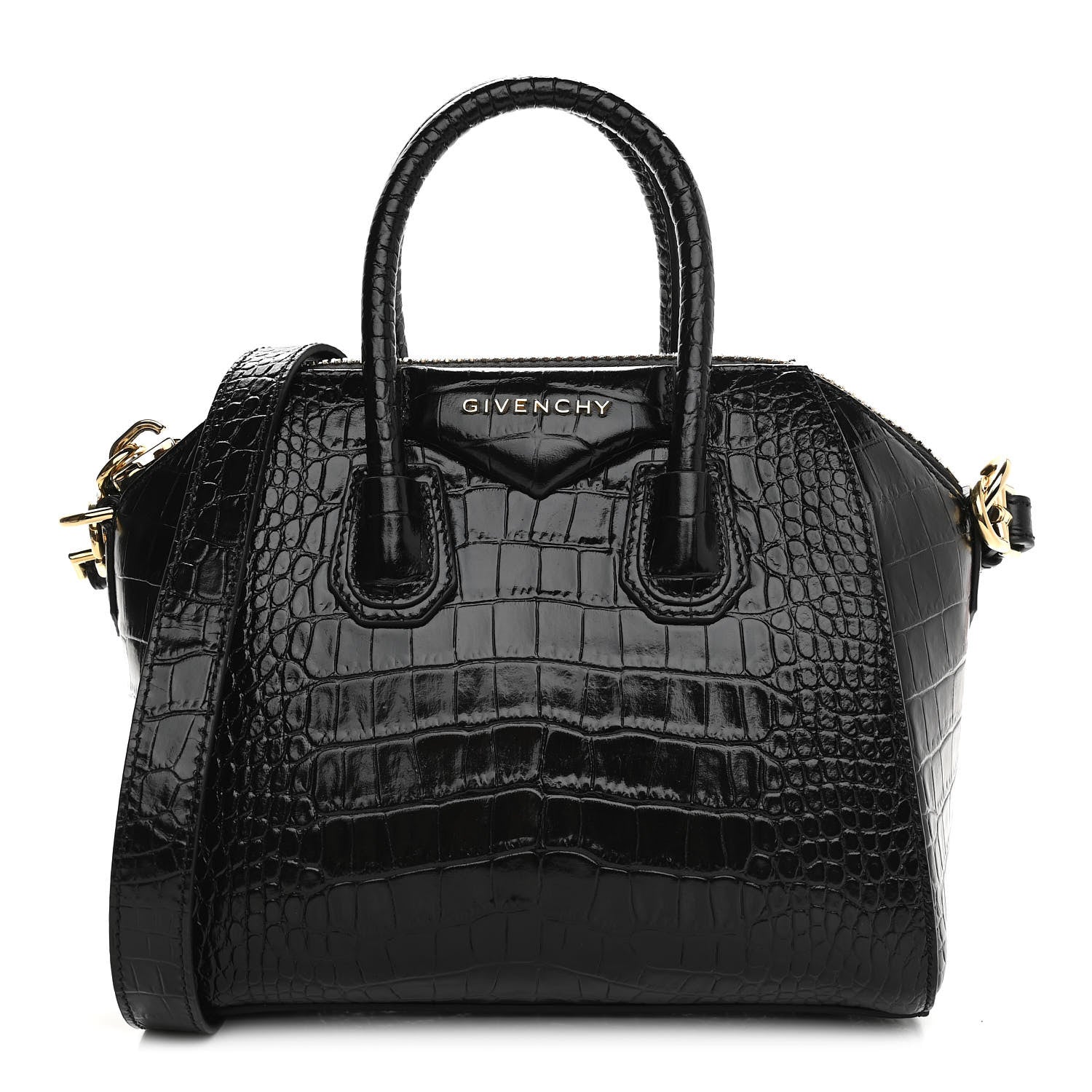 Givenchy Calfskin Crocodile Embossed Mini Antigona Black 1 of 11
