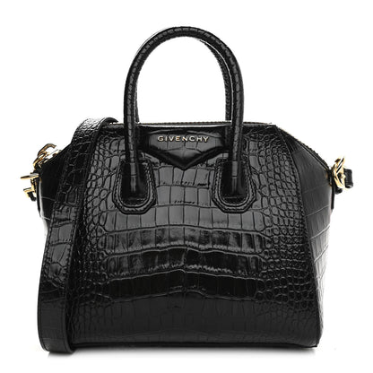 Givenchy Calfskin Crocodile Embossed Mini Antigona Black 1 of 11