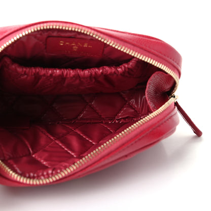 Chanel Caviar Quilted Small Curvy Pouch Cosmetic Case Dark Pink 5 of 7