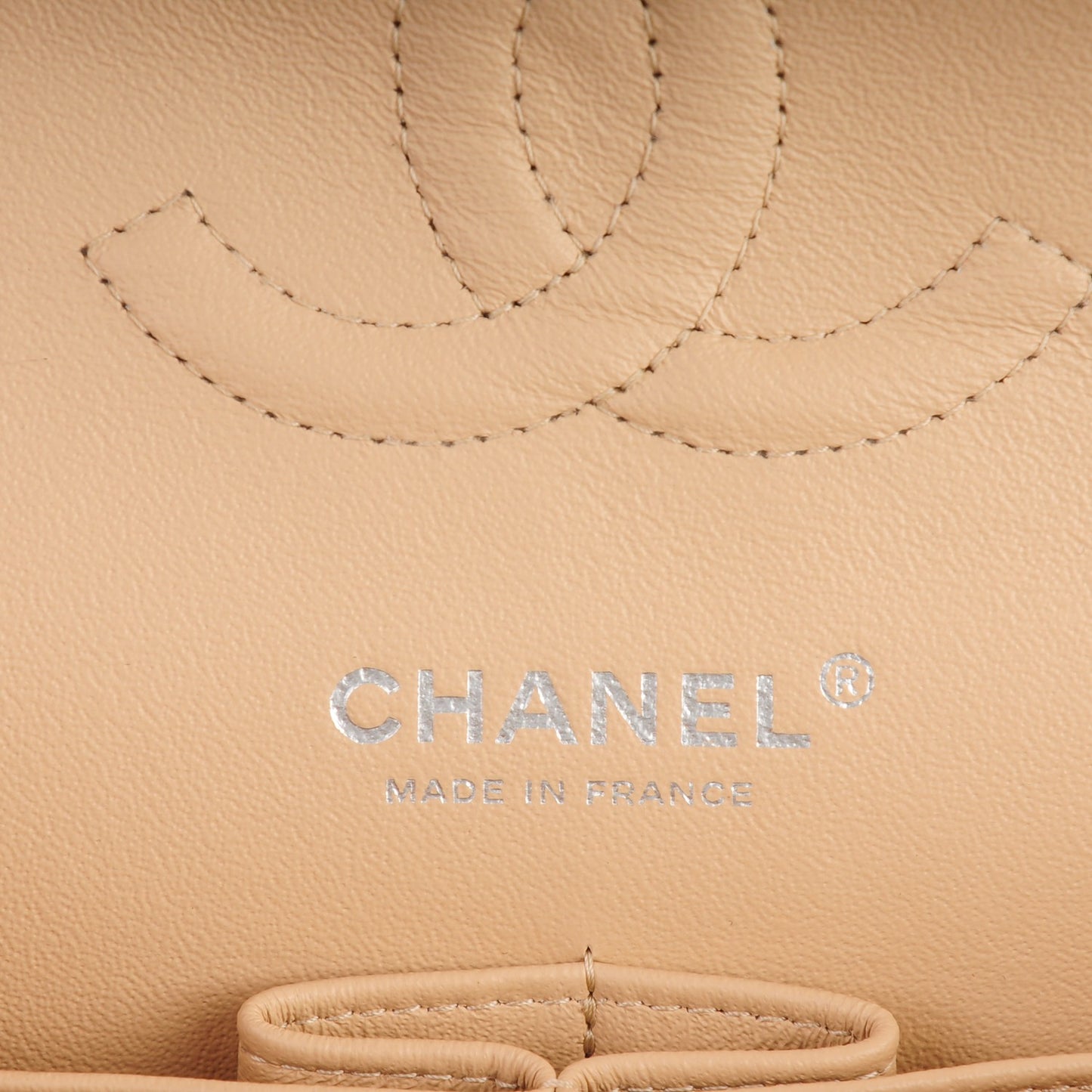 Caviar Quilted Medium Double Flap Beige Clair