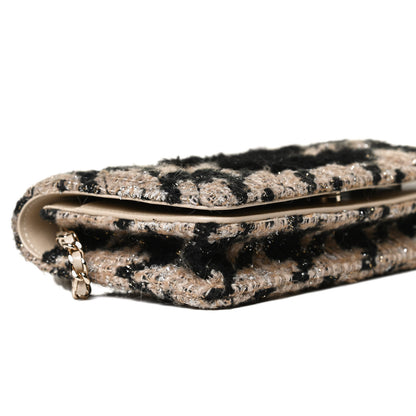 Chanel Tweed Shearling Quilted Chanel Wallet On Chain WOC and Coin Purse Beige Black 9 of 12
