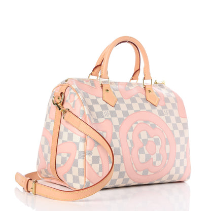 Louis Vuitton Damier Azur Tahitienne Speedy Bandouliere 30 Rose Ballerine 4 of 9