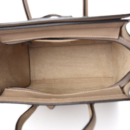Celine Drummed Calfskin Nano Luggage Dune 5 of 13