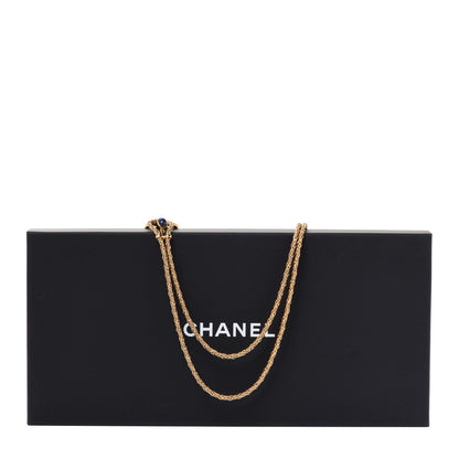 Chanel Gripoix Poured Glass Braided CC Long Necklace Gold Green Blue 6 of 6