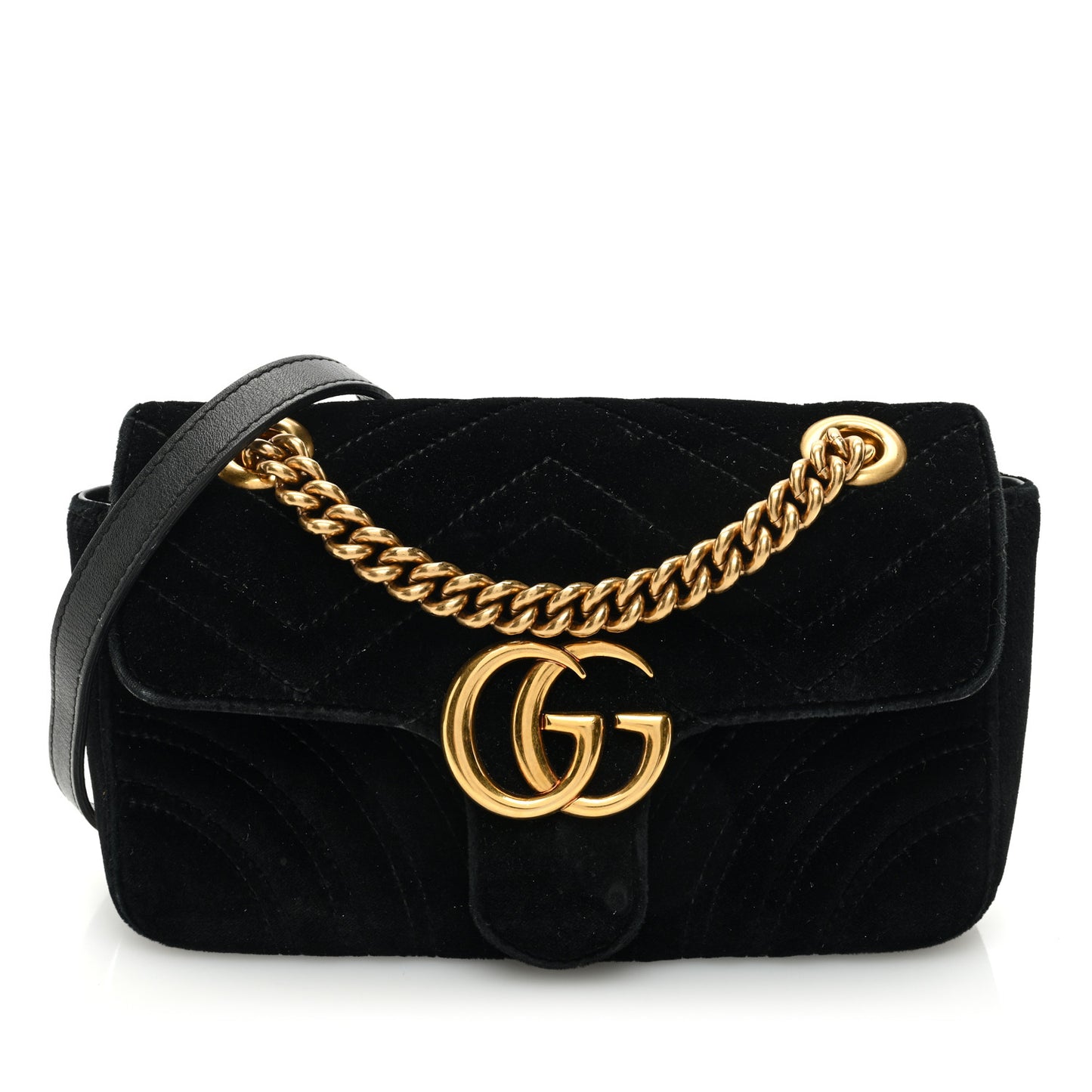 Velvet Matelasse Mini GG Marmont Shoulder Bag Black