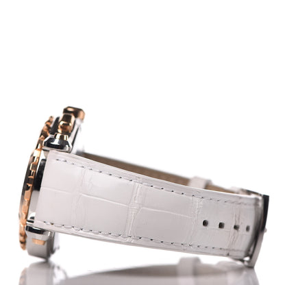 Chopard Stainless Steel 18K Rose Gold Alligator 5 Diamond 42mm Happy Sport Chronograph Quartz Watch 4 of 11