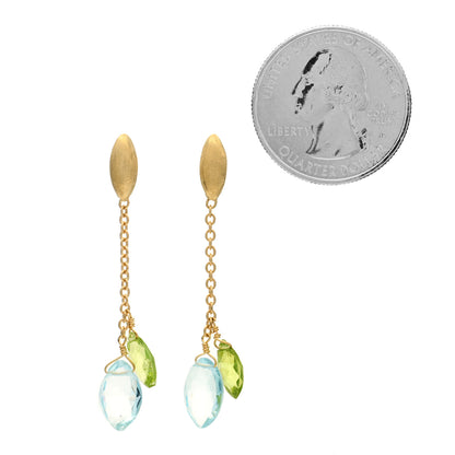 Marco Bicego 18K Yellow Gold Blue Topaz Peridot Drop Earrings 2 of 6