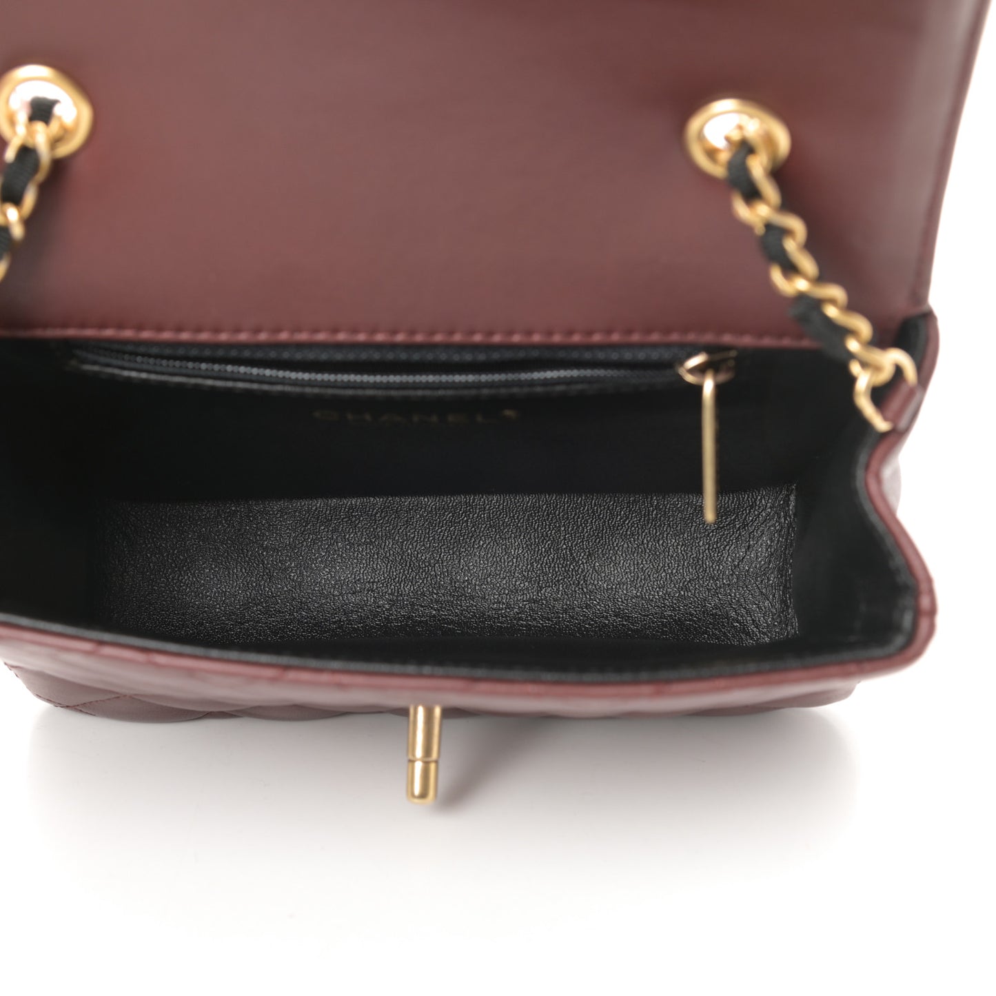 Lambskin Quilted Mini Two Tone Day Flap Burgundy