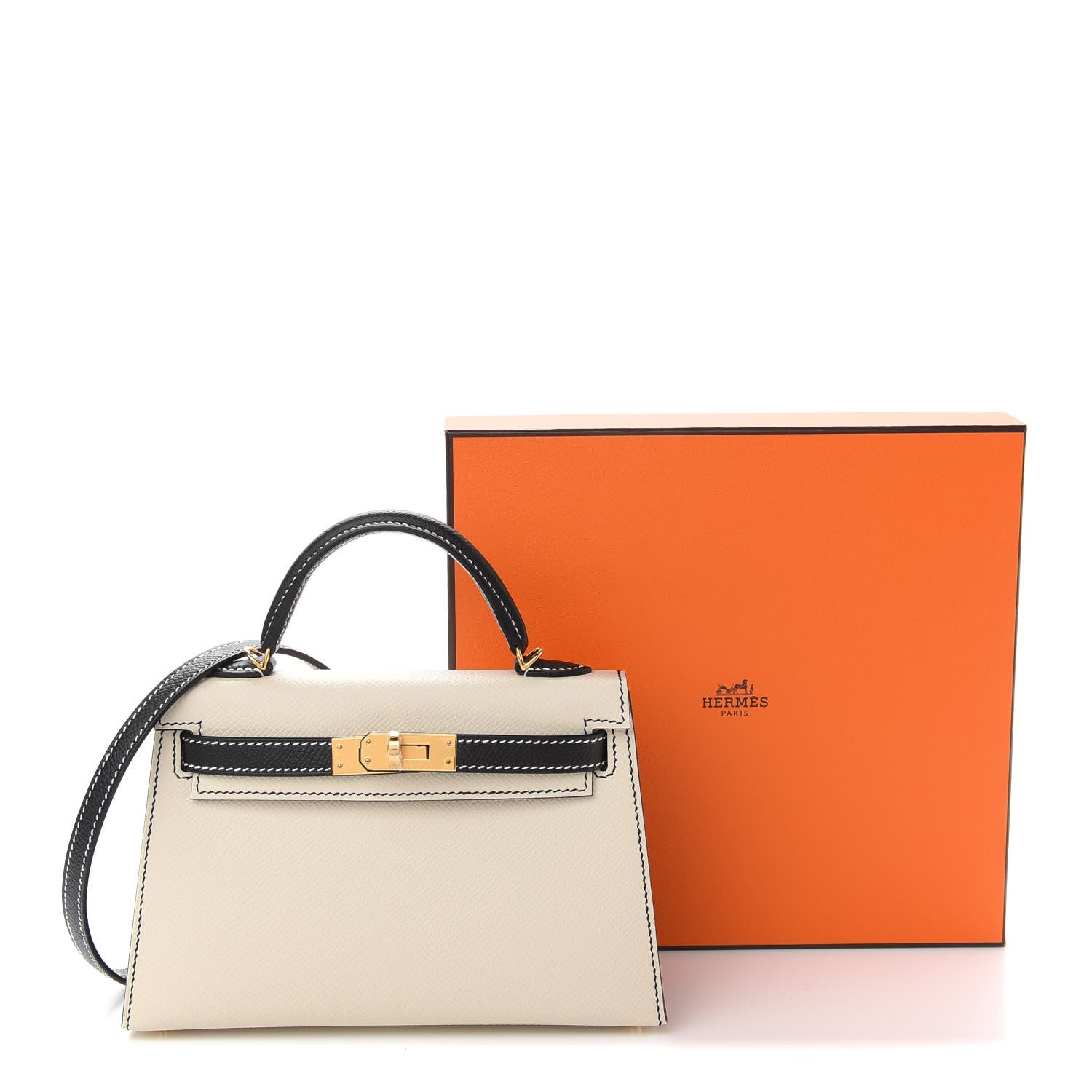 Hermes Epsom Horseshoe Mini Kelly Sellier 20 Craie Black 10 of 10