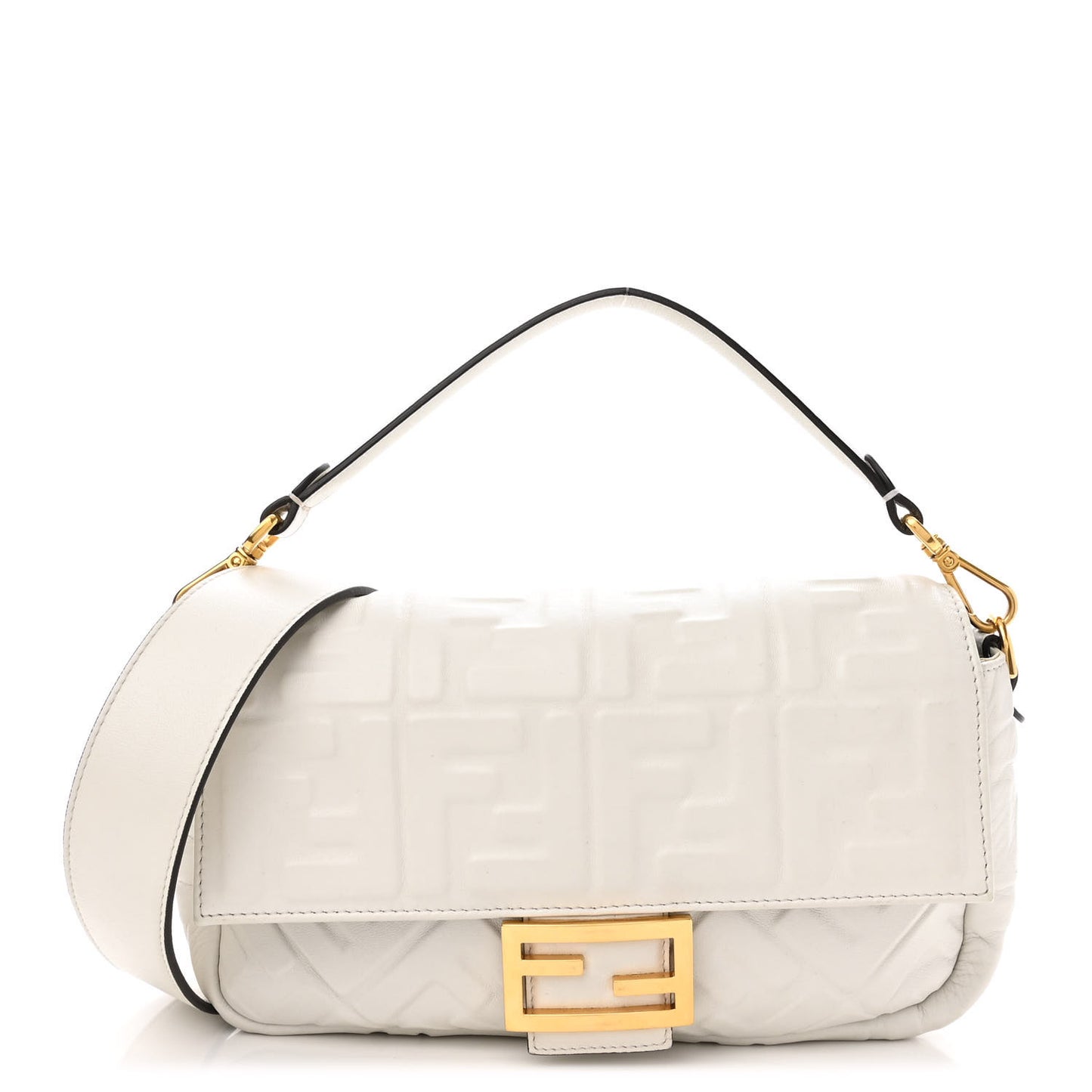 Nappa FF 1974 Embossed Baguette White